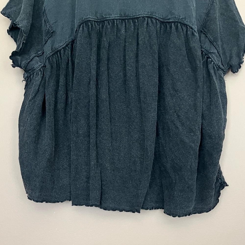 {Free People We The Free} Sofia Henley Short Sleeve Top in Washed Black - Medium - Picture 7 of 9